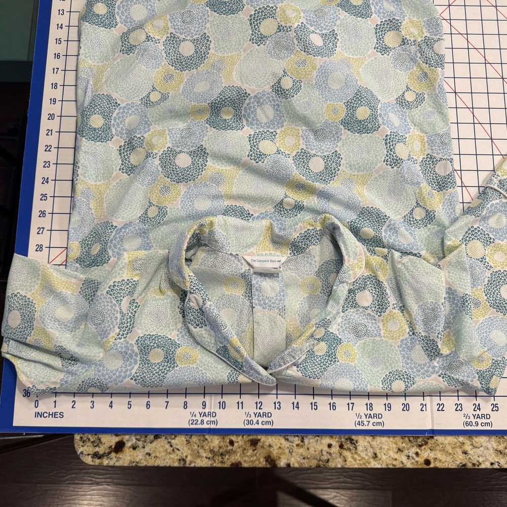 The Company Store Womens Blue Green Floral Cotton Nightgown Sleep Shirt Large - Picture 10 of 13